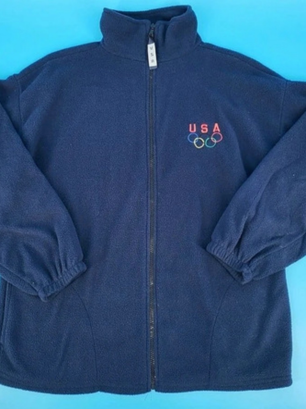 USA Olympic Fleece Full Zip Jacket Large Blue